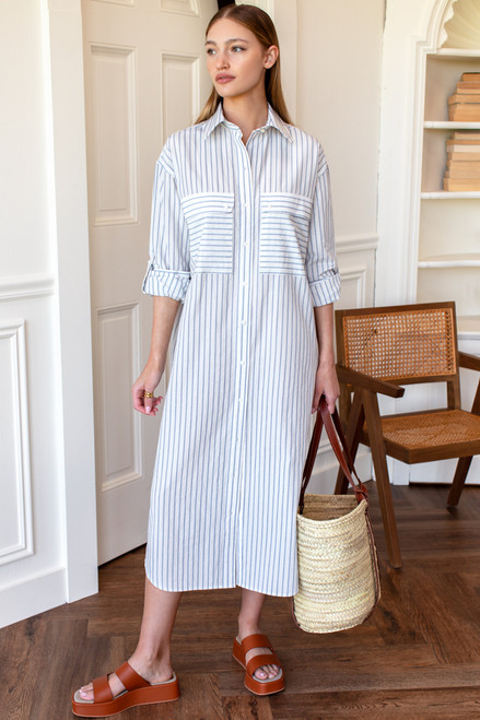Oversize Pocket Shirtdress - Atlantic Stripe